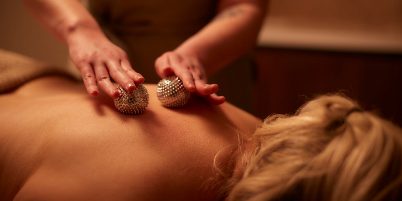 Woman having a back massage.