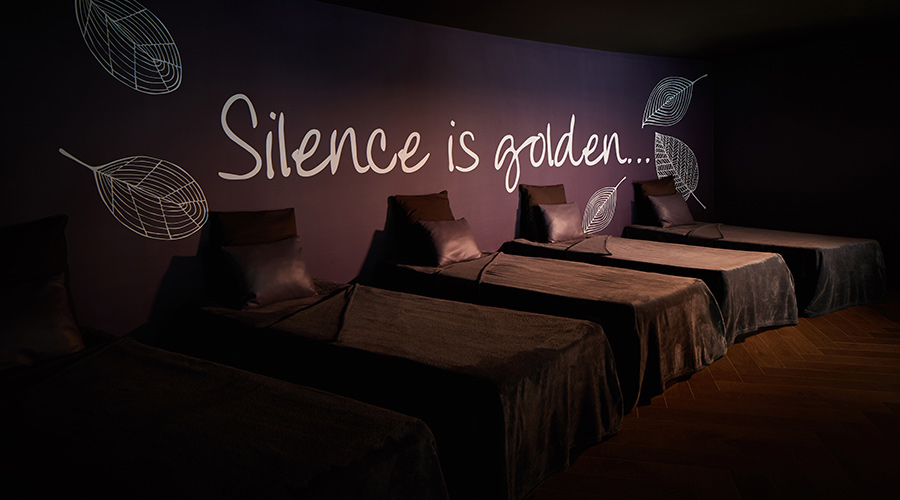 dark relax space with water beds with blankets