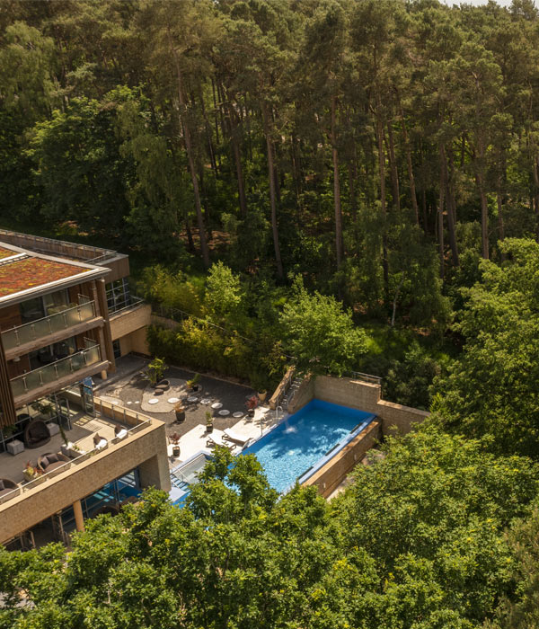 drone image of outdoor pool