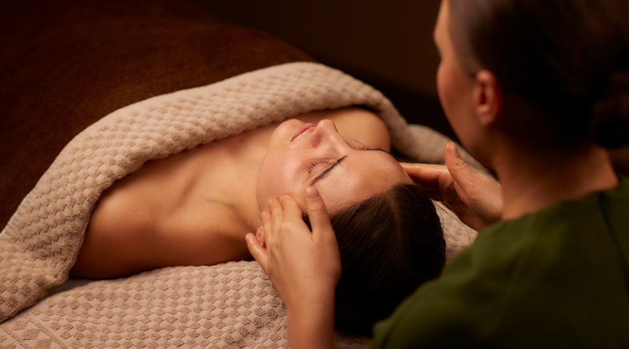 Woman having a relaxing facial.