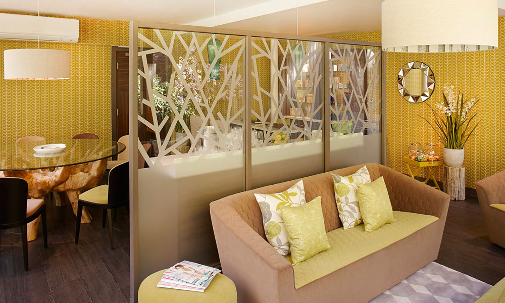 Inside The Hideaway with comfortable seating and complimentary luxuries.