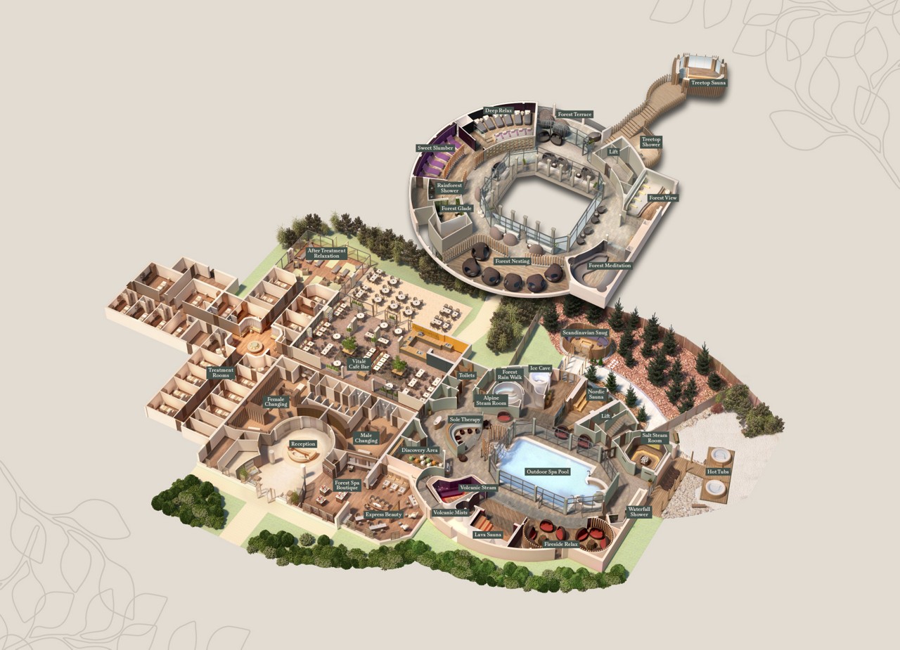 Floorplan layout of Aqua Sana Forest Spa at Sherwood Forest