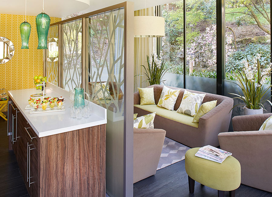 Inside The Hideaway with comfortable seating and complimentary luxuries.