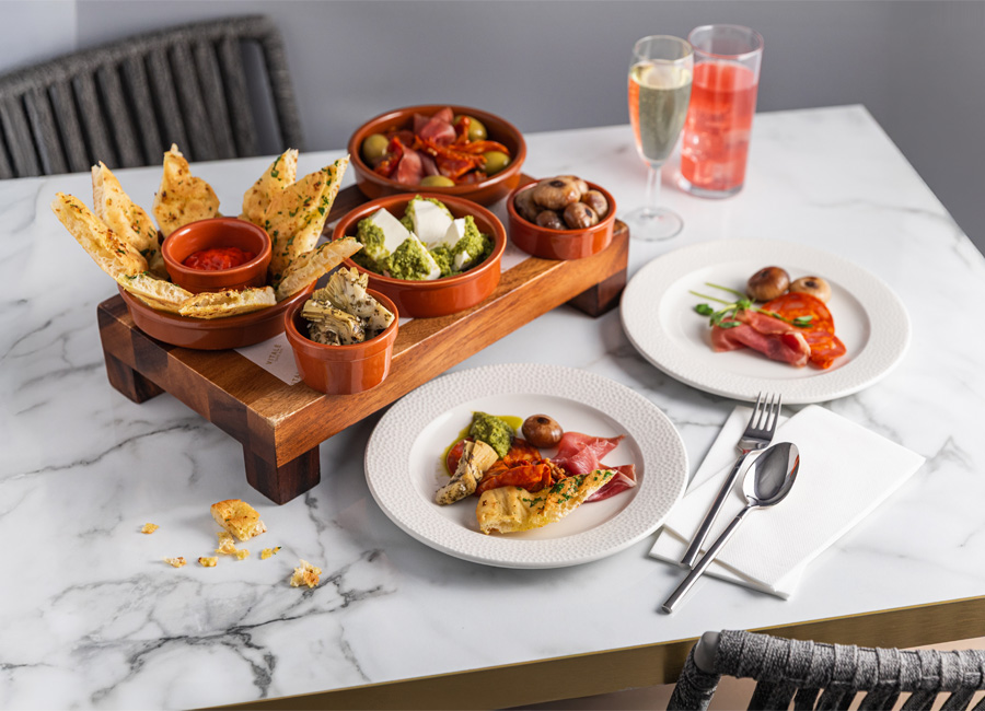 Mediterranean Platter with a selection of antipasti.