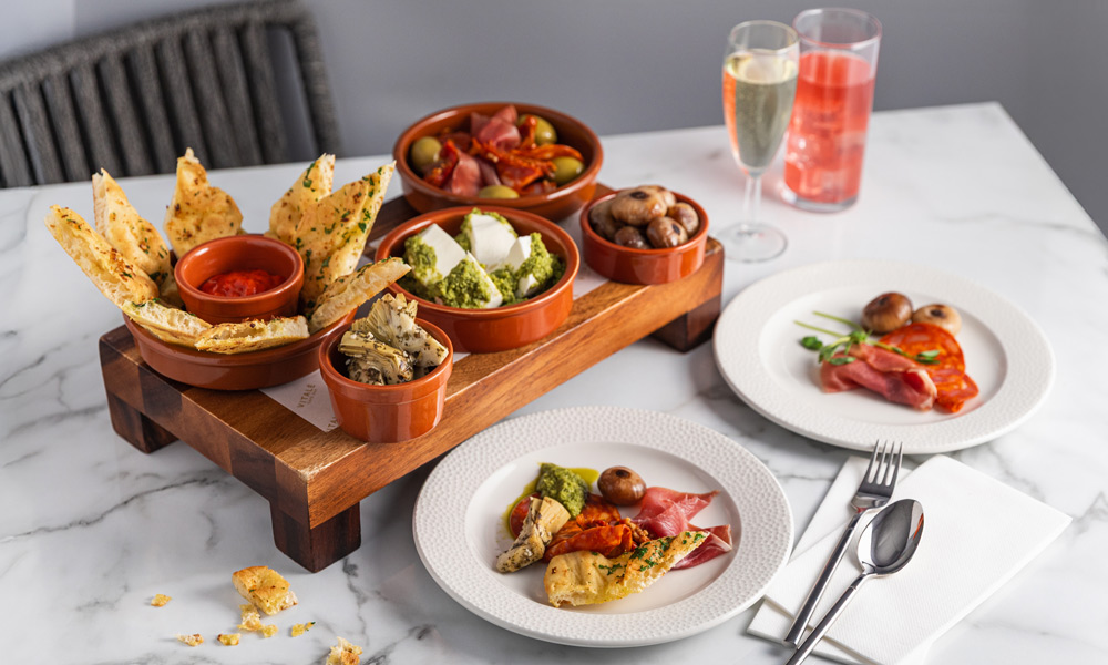 Mediterranean Platter with a selection of antipasti.