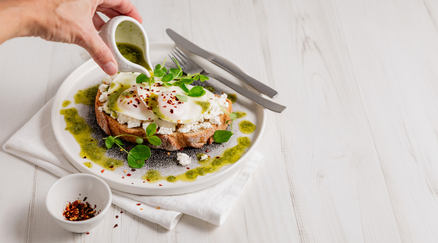 Poached egg on toast.